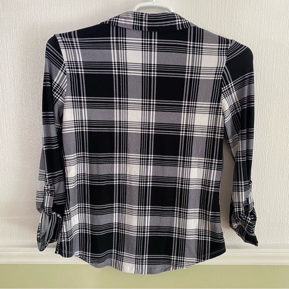 NWT Black and White Button Up Flannel - Picture 5 of 5